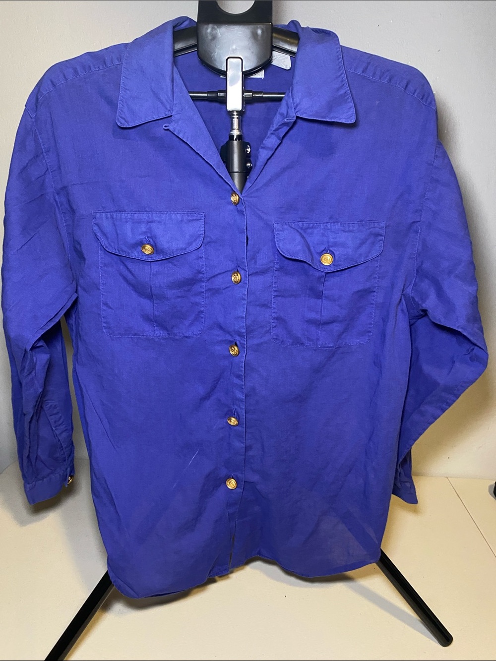 Liz Claiborne Royal Blue Button-Front Blouse